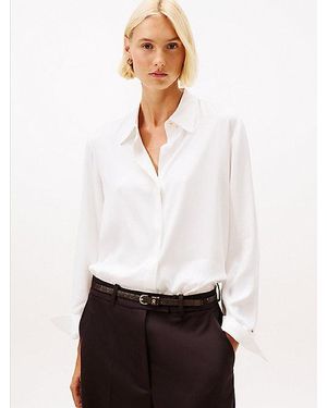 Tommy Hilfiger Camisa De Corte Regular Con Tapeta Oculta - Blanco