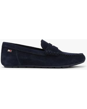 Tommy Hilfiger Suede Enamel Flag Driver Shoes - Blue