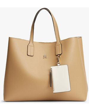 Tommy Hilfiger Hilfiger Icon Pebble Grain Satchel - Natural