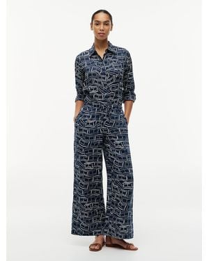 Tommy Hilfiger Relaxed Wide Leg Pure Linen Trousers - Blue