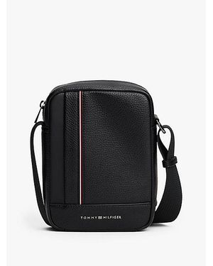 Tommy Hilfiger Crossbody Reportertas Met Metalen Logo - Zwart
