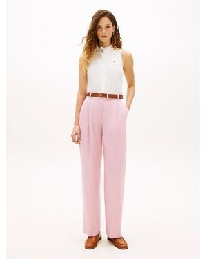 Tommy Hilfiger Timeless Pleated Relaxed Straight Leg Trousers - Pink