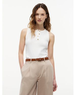 Tommy Hilfiger Tone Button Sleeveless Henley Top - White