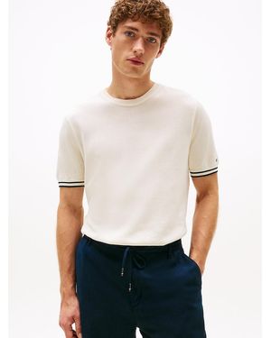 Tommy Hilfiger Smart Casual Tipped Cuff T-shirt - White