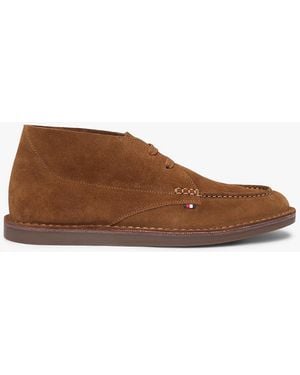Tommy Hilfiger Bottes Chukka En Daim À Lacets Et Surpiqûres - Marron