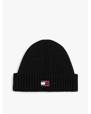 Tommy Hilfiger Ribgebreide Muts Met Heritage-Logo - Zwart