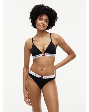 Tommy Hilfiger Heritage Logo Removable Padding Triangle Bra - Black