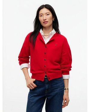 Tommy Hilfiger Cardigan Slim Laine Mélangée Avec Cachemire - Rouge
