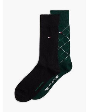 Tommy Hilfiger Pack De 2 Pares De Calcetines Con Logo Y Rombos - Negro