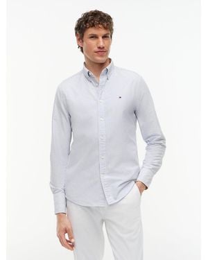 Tommy Hilfiger Heritage Oxford Stripe Regular Long Sleeve Shirts - White