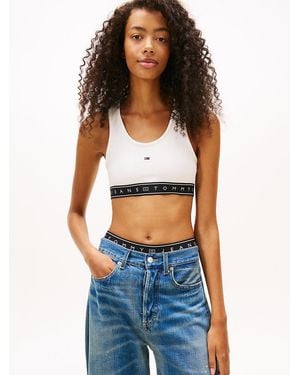 Tommy Hilfiger Racerback Slim Cropped Bra Top - Blue