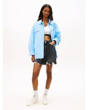 Tommy Hilfiger Ultra High Rise Mom Distressed Denim Mini Skirt - Blue