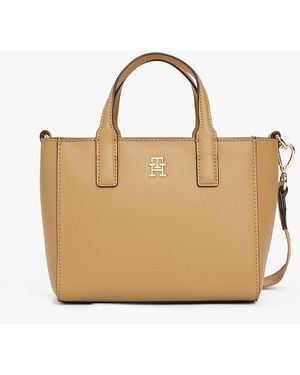 Tommy Hilfiger Th Soft Logo Strap Tote - Natural