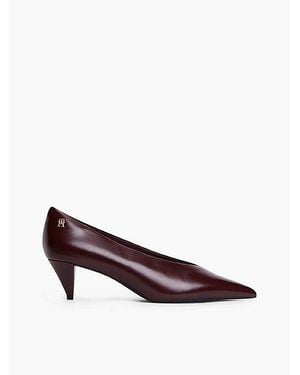 Tommy Hilfiger Leather Pointed Toe Kitten Heels - Brown