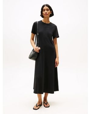 Tommy Hilfiger Relaxed Midi T-shirt Dress - Black