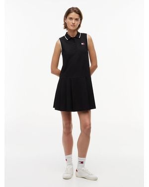 Tommy Hilfiger Tommy Badge Pique Mini Polo Dress - Black