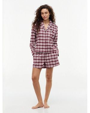Tommy Hilfiger Heritage Flannel Pyjama Set And Eye Mask Gift Box - Red