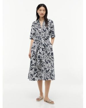 Tommy Hilfiger Linen Blend Knot Midi Shirt Dress - White