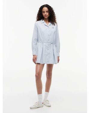 Tommy Hilfiger Stripe Pleated Mini Shirt Dress - White