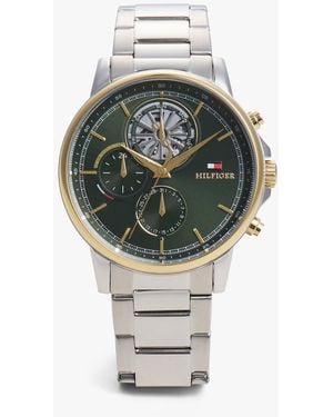 Tommy Hilfiger Green Dial Two-tone Chronograph Chain-link Watch - Grey