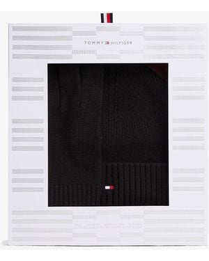 Tommy Hilfiger Hilfiger Flag Beanie And Gloves Gift Set - Black