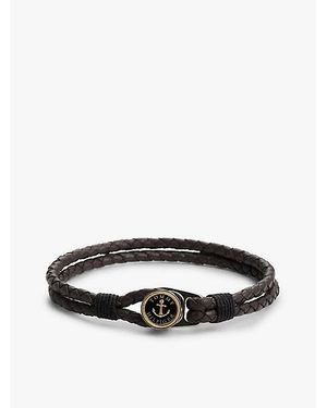 Tommy Hilfiger Braunes Lederarmband Mit Vergoldetem Amulett - Weiß