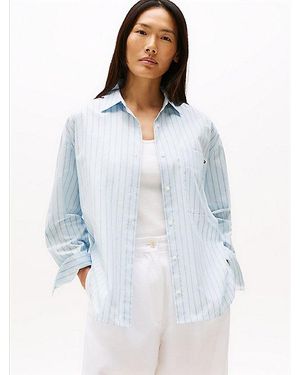 Tommy Hilfiger Oversized Fit Popeline-Bluse - Weiß