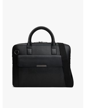 Tommy Hilfiger Th Business Leren Laptoptas Met Logo - Zwart