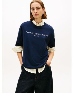 Tommy Hilfiger Logo Relaxed Crew Neck T-Shirt - Blue