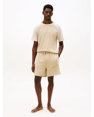 Tommy Hilfiger Essential Textured Jersey Pyjama Shorts - Natural