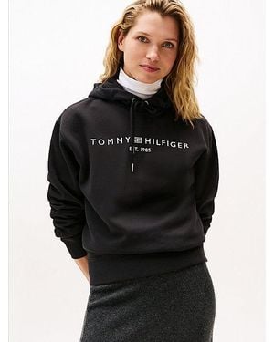 Tommy Hilfiger Hoodie Mit Tunnelzug Und Aufgesticktem Logo - Schwarz