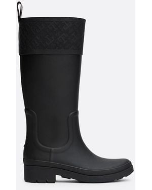 Tommy Hilfiger Th Monogram Rubber Cleat Rain Boots - Black