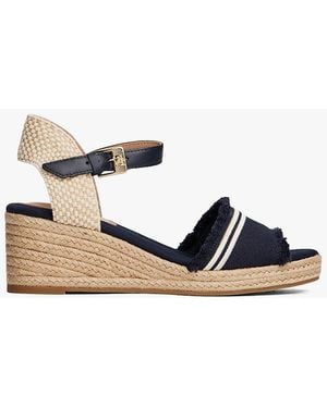 Tommy Hilfiger Fringe Canvas Wedge Sandals - Multicolour
