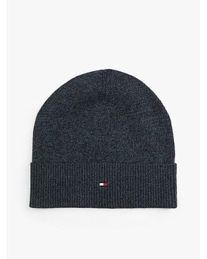 Tommy Hilfiger Gorro Ligero Con Logo Y Cachemira - Azul