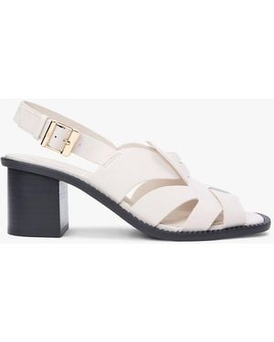 Tommy Hilfiger Leather Crest Block Heel Sandals - White