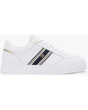 Tommy Hilfiger Leather Webbing Strap Cupsole Trainers - White