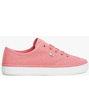 Tommy Hilfiger Enamel Flag Canvas Trainers - Pink