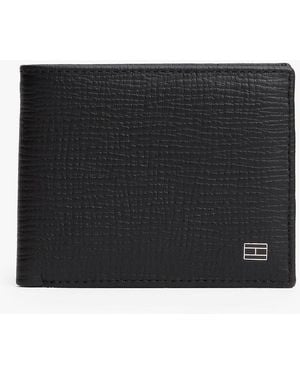 Tommy Hilfiger Hilfiger Flag Leather Bifold Credit Card Wallet - Black