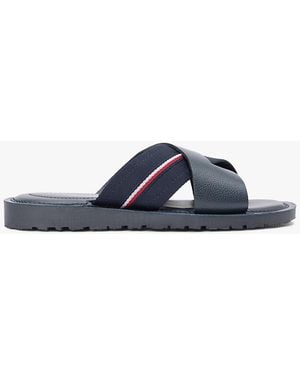 Tommy Hilfiger Leather Crossover Strap Cleat Sandals - Blue