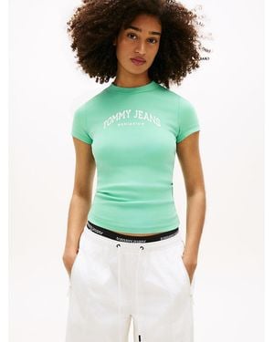 Tommy Hilfiger Logo Slim Crew Neck T-Shirt - Green
