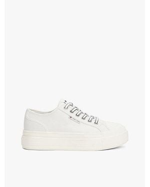 Tommy Hilfiger Plateau-Sneaker Aus Leder Mit Kontrast-Naht - Weiß