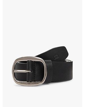 Tommy Hilfiger Ledergürtel Mit Ovaler Schnalle Und Prägung - Schwarz