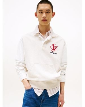 Tommy Hilfiger Embroidery Colour-blocked Relaxed Sweatshirt - White