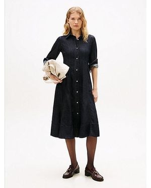 Tommy Hilfiger Denim Midi-Overhemdjurk - Zwart