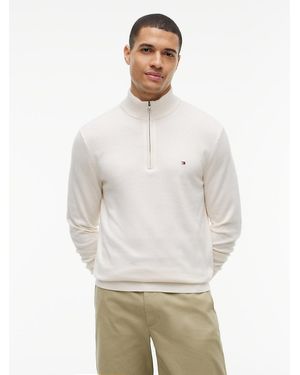 Tommy Hilfiger Quarter-zip Mock Neck Jumper - White