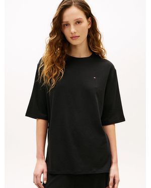 Tommy Hilfiger Essential Flag Embroidery Lounge T-Shirt - Black