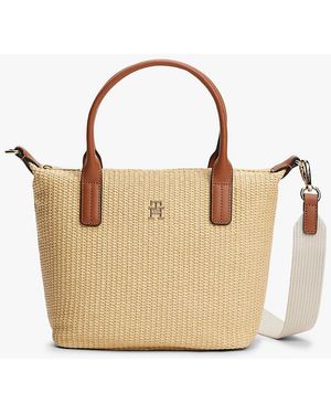 Tommy Hilfiger Raffia Crossbody Tote Bag - Natural