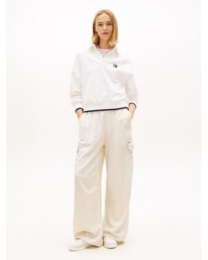 Tommy Hilfiger Linen Blend Wide Leg Cargo Trousers - White