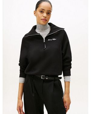 Tommy Hilfiger Fleece-Sweatshirt Aus Interlock-Strick - Schwarz