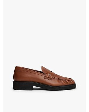 Tommy Hilfiger Leren Loafer Met Vierkante Neus - Bruin